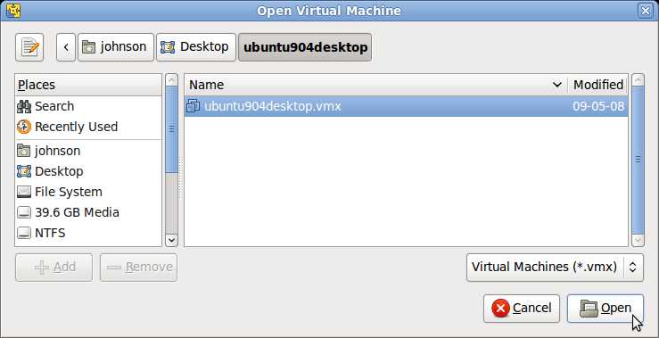 Go to the folder you saved your Virtual Machine and open a .vmx vitual machine file.